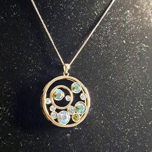 Floating bubbles , necklace, touchstone crystal.